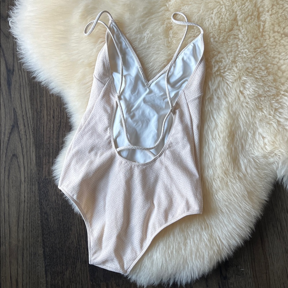 Sezane One Piece Lete Sauvage Ecru Cream Gold Swimsuit Size 38/6 - Picture 3 of 5